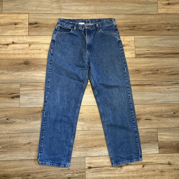 Men's Carhartt Relaxed Fit Denim Jeans SZ 38x32 Blue Cotton Casual Work B160 DST - Picture 1 of 11